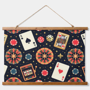 Tapisserie Suspendue Thème de motif de casino sur fond noir