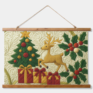 Tapisserie Suspendue Thème de Noël Arbre Reindeer Cadeaux Reindeer Look
