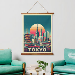 Tapisserie Suspendue Tokyo Japon Voyage cadeaux de ligne d'horizon RETR