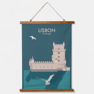 Tapisserie Suspendue Tour de Belem de Lisbonne dans le style poster vin