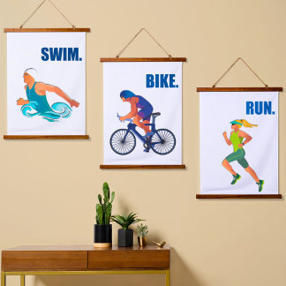 Tapisserie Suspendue Triathlon Art - Baignade Vélo Run Motivational Dec