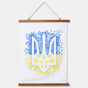 Tapisserie Suspendue Trident de l'emblème ukrainien tryzub dispersant l