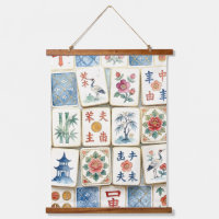 Tuiles de Mahjong Chinoiserie Fleurs Aquarelles Oi