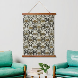Tapisserie Suspendue Tulipe et Treillis Art Floral Bleu de William Morr