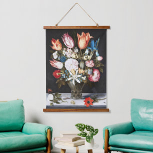 Tapisserie Suspendue Tulipes et Roses Hollandaises Antiques de Bosschae