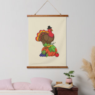 Tapisserie Suspendue Turquie mignonne avec moisson Thanksgiving