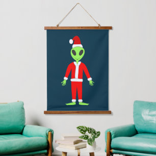 Tapisserie Suspendue UFO Ho Ho Père alien de Noël