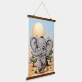 Tapisserie Suspendue Un bébé éléphant qui sonne heureux dans la savane (Angulaire)