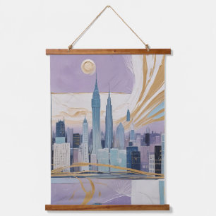 Tapisserie Suspendue Un paysage urbain lunaire