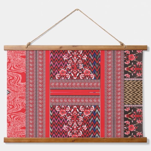 Tapisserie Suspendue un tableau rouge et noir au coeur rouge (Recto)