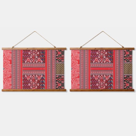 Tapisserie Suspendue un tableau rouge et noir au coeur rouge (Double)