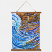 Tapisserie Suspendue Vagues Abstraites en bleu et en or (Recto 2)