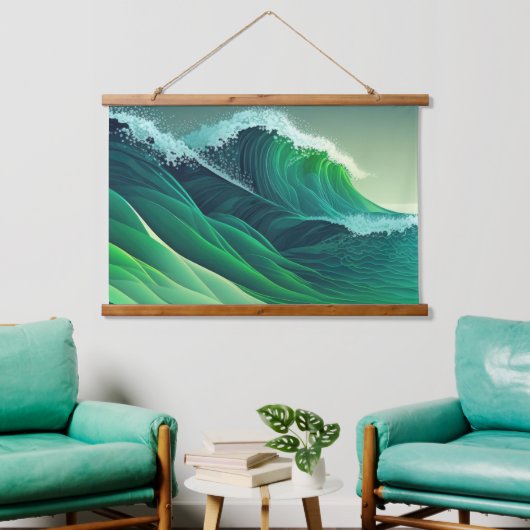 Tapisserie Suspendue Vagues bleu bleu turquoise (Salon)