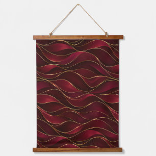 Tapisserie Suspendue Vagues de marbre rouge burgundy élégantes avec acc