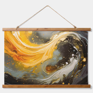 Tapisserie Suspendue Vagues modernes en marbre abstrait doré
