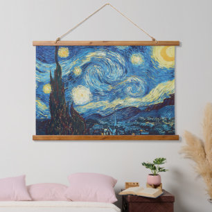 Tapisserie Suspendue Van Gogh Nuit étoilée Vintage Bleu Chef-d'œuvre