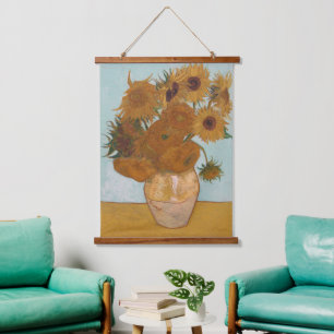 Tapisserie Suspendue Vase avec douze tournesols Série Tournesols