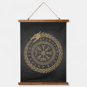 Tapisserie Suspendue Vegvisir Dessin de cercle de rune de serpent nordi