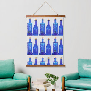 Tapisserie Suspendue Verre Bleu Corked Bouteilles Linked Up Motif
