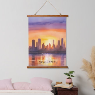 Tapisserie Suspendue Vibrant New Jersey Watercolor Sunset Art
