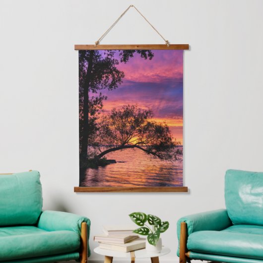 Tapisserie Suspendue Vibrant Sunset Over Tranquil Waters Wall Art (Salon)