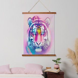 Tapisserie Suspendue Vibrant Tigre Coloré Visage Bold Faune moderne