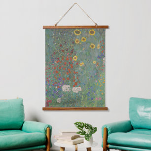 Tapisserie Suspendue Vintage Klimt Ferme Jardin Tournesols Art Floral