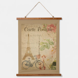 Tapisserie Suspendue Vintage Parisien Avec Tour Eiffel