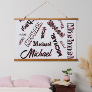 Tapisserie Suspendue Votre nom motif monogramme rose couleur ombre