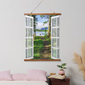 Tapisserie Suspendue Vue d'illustration Rustique Lakeview (Chambre à coucher)