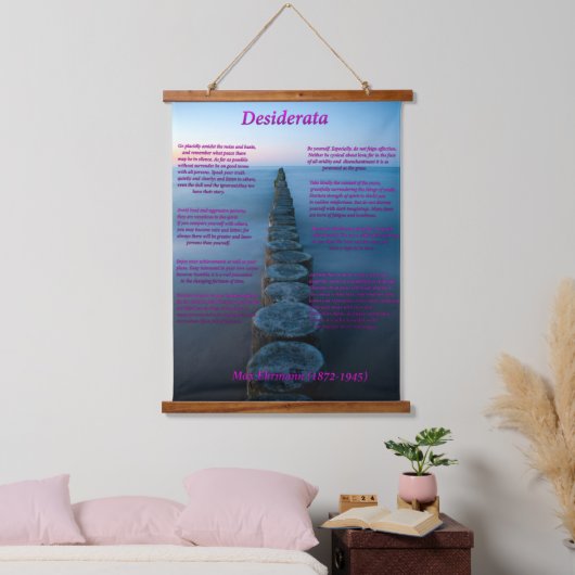 Tapisserie Suspendue Vue mer océan avec des pillions boisés (Chambre à coucher)