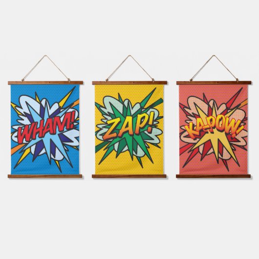 Tapisserie Suspendue WHAM ZAP KAPOW Comic Book Modern (Tripler)