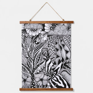 Tapisserie Suspendue What’s Next? – Black and White Surreal Hand-Drawn