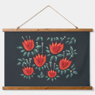Tapisserie Suspendue Whimsical Red Tulips Floral Art - Printemps Abstra