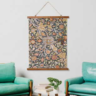 Tapisserie Suspendue William Morris Vintage Trent Motif Floral Bleu