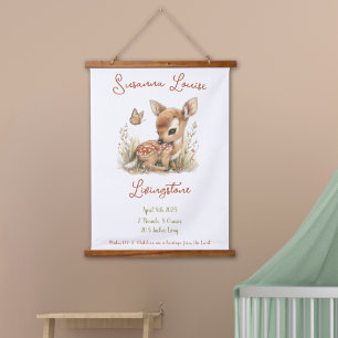 Tapisserie Suspendue Woodland Fleurs sauvages personnalisés Nom du bébé