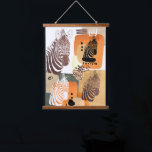 Tapisserie Suspendue Zebra Earth Tones Moderne Abstrait Pop Art Hanging<br><div class="desc">Mur abstrait moderne accroché avec des animaux zèbres et des formes organiques dans le style portrait pop art. Conception de médias mixtes cool dans les tons terre de sable doré beige brûlé orange et vert.</div>
