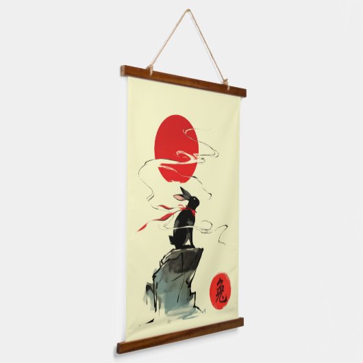 Tapisserie Suspendue zodiac Rabbit art encre sumi-e (Angulaire)