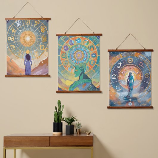 Tapisserie Suspendue Zodiac Signes et Astrologie Mur Art (Asymétrique)