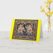 Tapisserie thaïlandaise - Carte de voeux vierge (Fleur jaune)