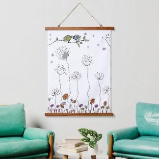 Tapisserie - Twee Kleine Vogels Hangend Wandkleed