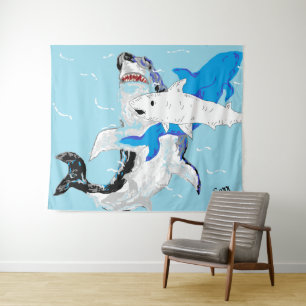 Tapisserie : Un monde de requins