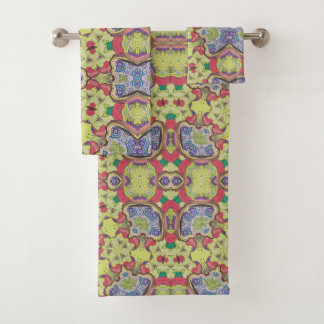 Tapisserie verte et rouge