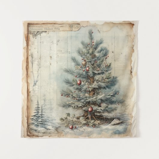 Tapisserie vintage Blue Christmas Tree (Devant)