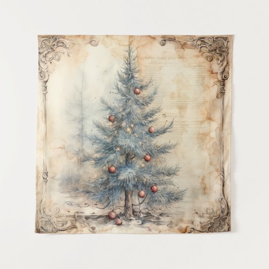 Tapisserie vintage Blue Christmas Tree (Devant)