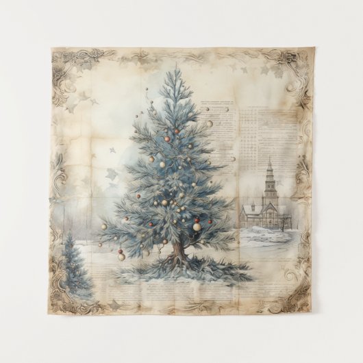 Tapisserie vintage Blue Christmas Tree (Devant)