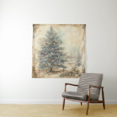 Tapisserie vintage Blue Christmas Tree (En situation)