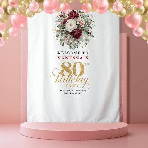 Tapisserie vintage rose Bourgogne pour 80e anniver