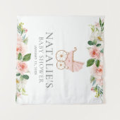 Tapisseries de fond Baby shower rose floral (Devant (Horizontal))