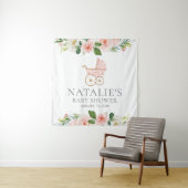 Tapisseries de fond Baby shower rose floral (En situation)
